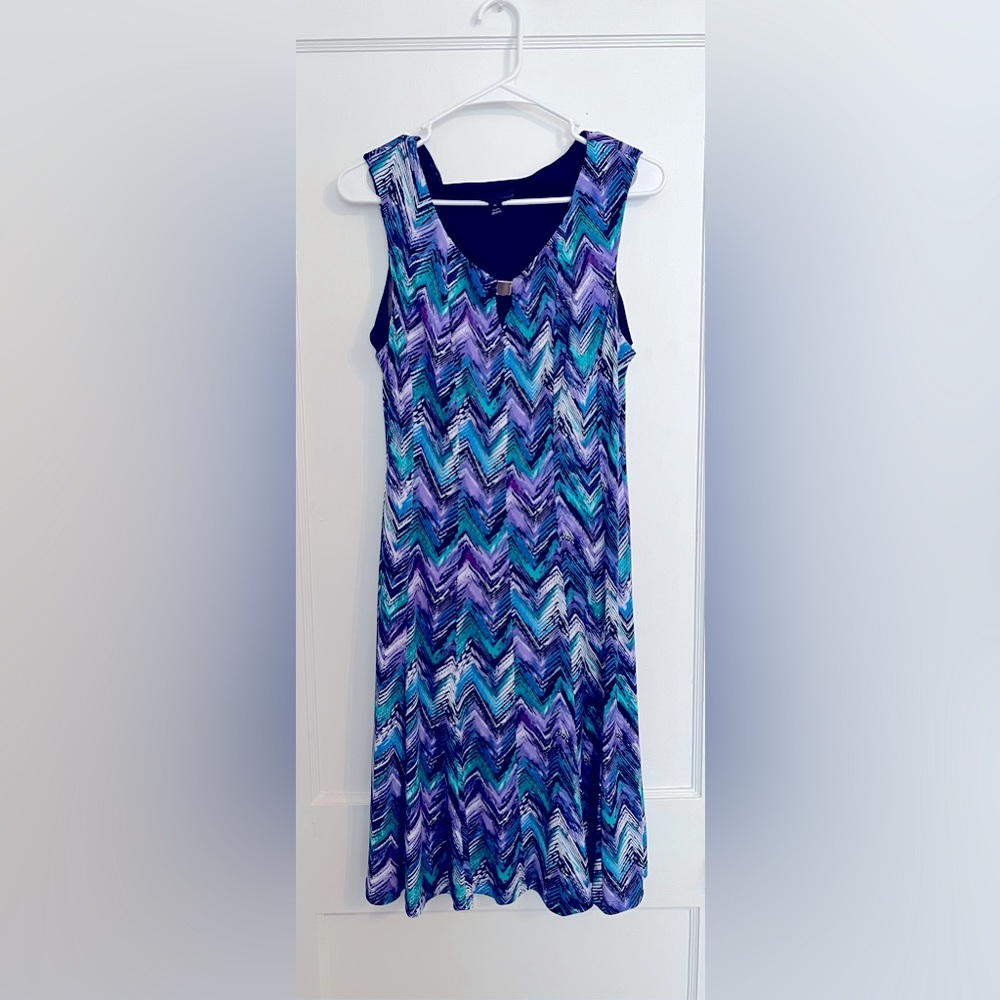 Connected Apparel Purple/Green/Black Dress, size 14